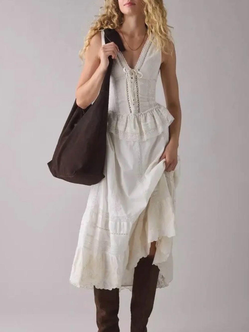 Urban Outfitters Women’s Victorian Lace Trim Corset Midi